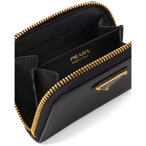 prada flap card holder saffiano leather black|prada saffiano wallet on chain.